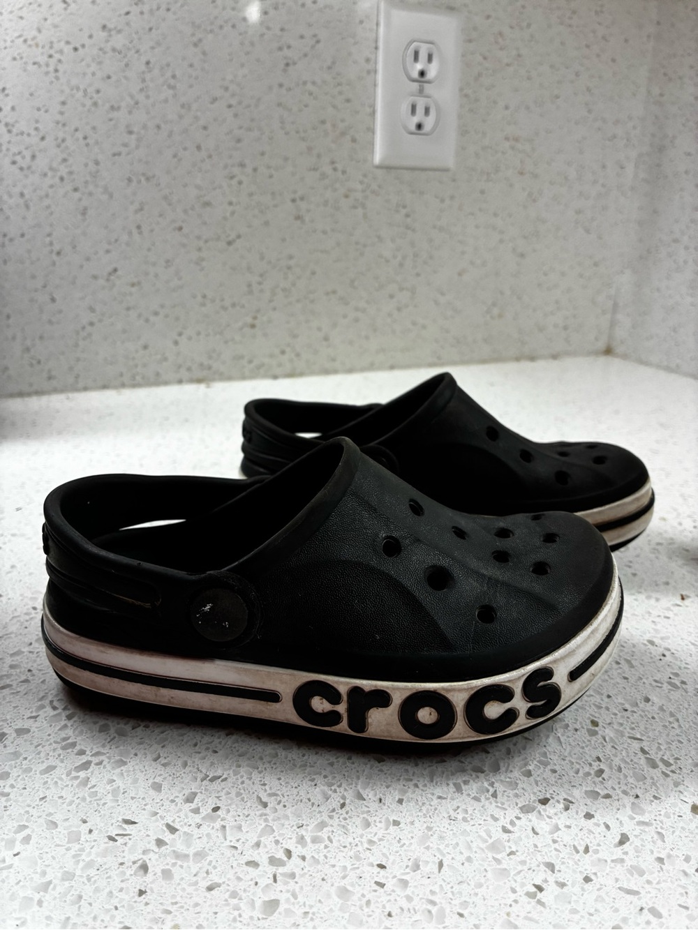 CROCS Kids Black Slip-On Clogs with Crocband Toddler Size 10